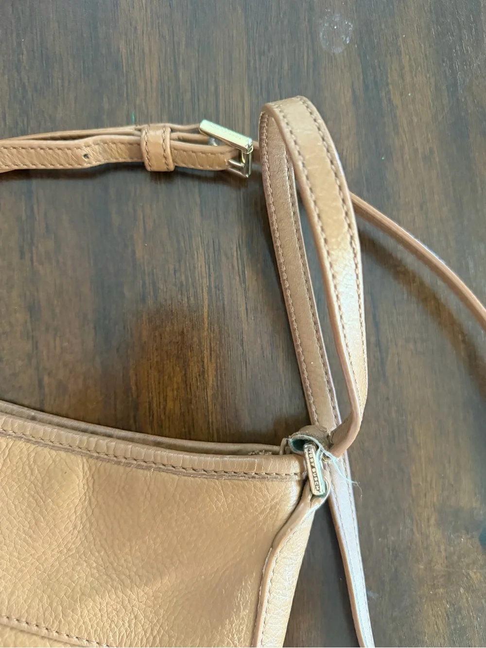 Tory Burch Camel/Tan Leather Shoulder Bag with Logo Medallion